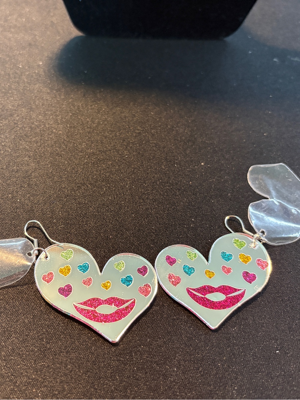 Heart Shaped Glitter Lip Earrings